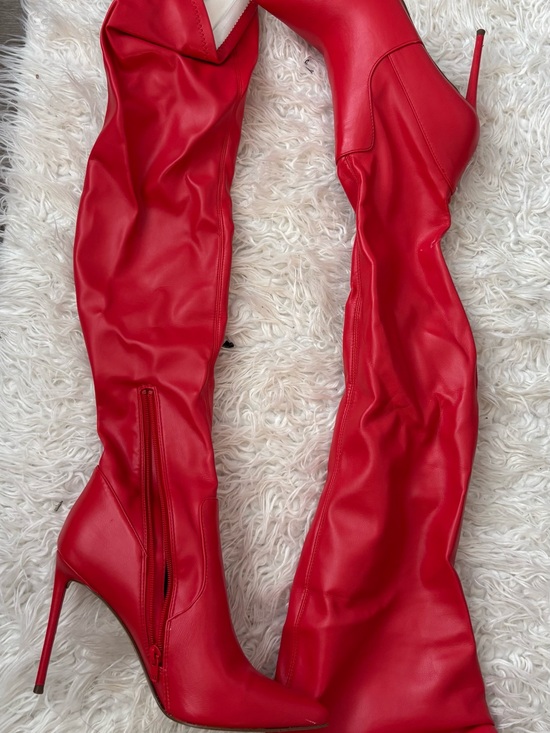 Shoes - Steve Madden Red Over-the-Knee Stiletto Boots Size 9 – Worn Once